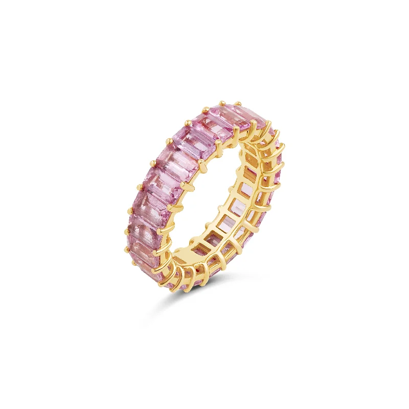 Seasonal Jewelry Deals – Elevate Your Style 14k Gold Pink Sapphire Eternity Ring