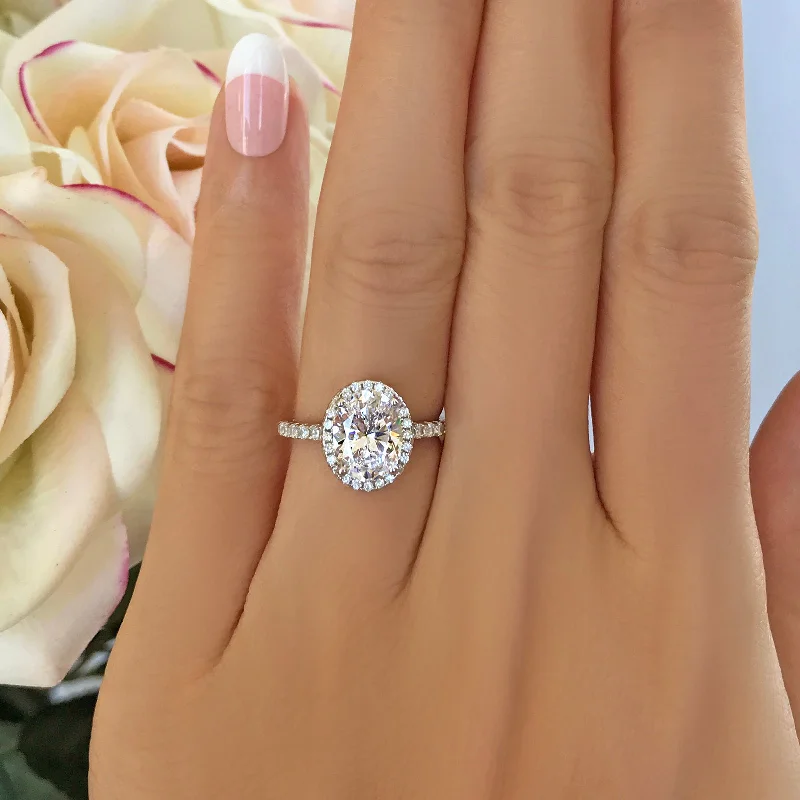 Accessorize For Less – Luxury Jewelry At Affordable Prices 2.25 ctw Oval Halo Ring - 10k Solid White Gold, Sz 4 Accessorize For Less – Luxury Jewelry At Affordable Prices 2.25 ctw Oval Halo Ring - 10k Solid White Gold, Sz 4