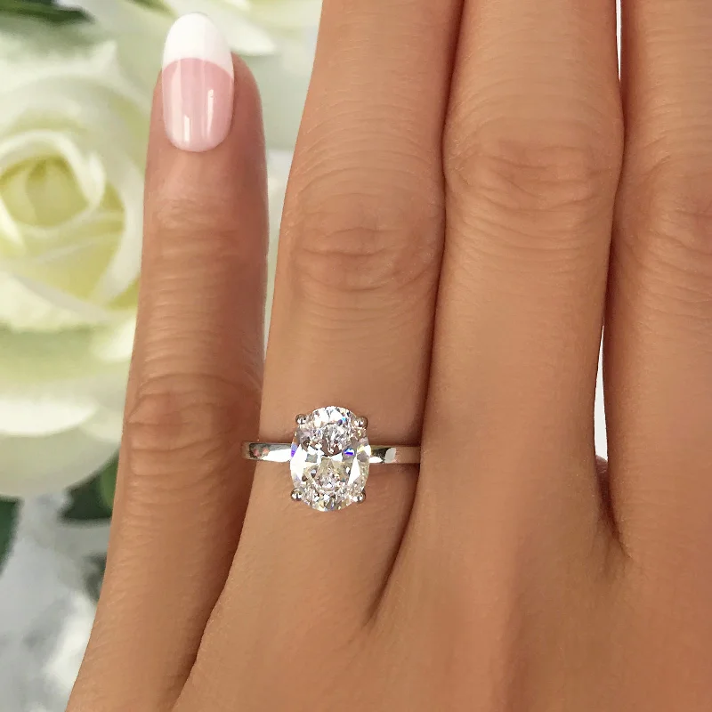 The Jewelry Sale You've Been Waiting For Is Here 2 ct Oval Solitaire Ring - 10k Solid White Gold, Sz 4 The Jewelry Sale You've Been Waiting For Is Here 2 ct Oval Solitaire Ring - 10k Solid White Gold, Sz 4
