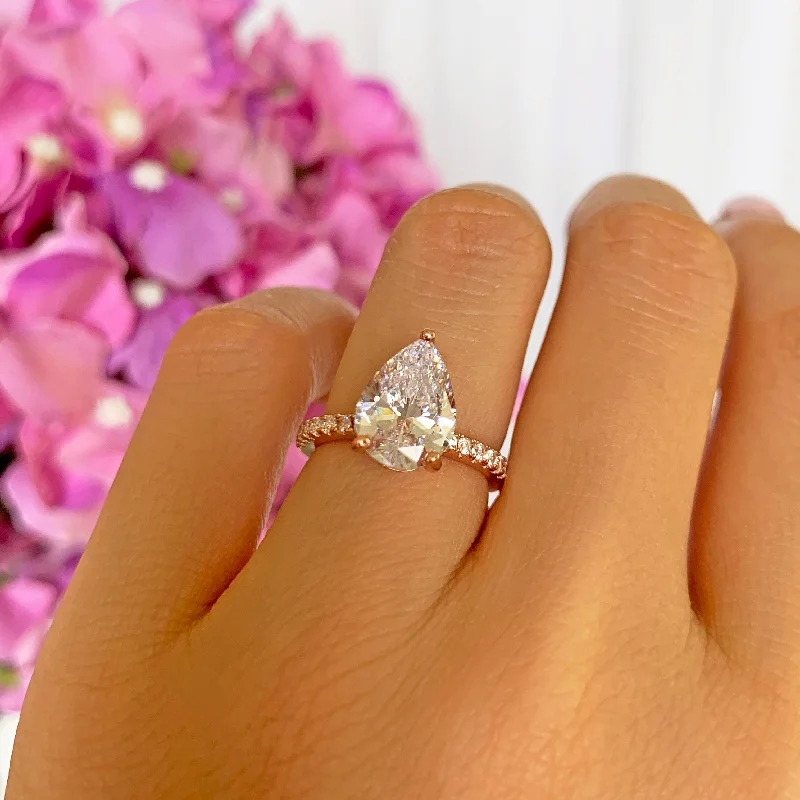 Exclusive Jewelry Sale – Shine For Less 3.25 ctw Pear Accented Solitaire Ring - Rose GP Exclusive Jewelry Sale – Shine For Less 3.25 ctw Pear Accented Solitaire Ring - Rose GP