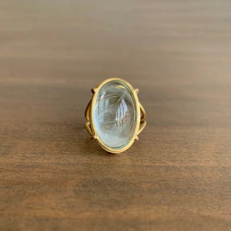 Premium Jewelry, Premium Discounts – Act Fast Aquamarine Cabochon Cage Set Ring