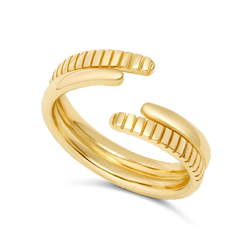 High-End Jewelry, Now More Affordable Than Ever Double Row Fluted Solid Cuff Ring