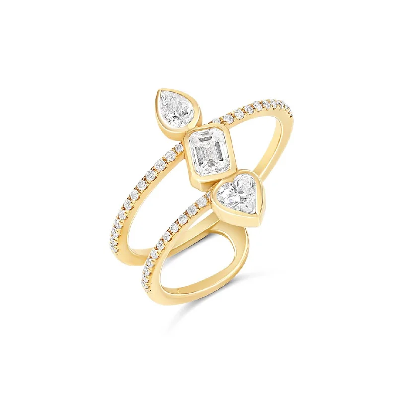 Elegant Jewelry Styles At Budget-Friendly Prices Full and Half Band Multishape Diamond Statement Trio Ring Elegant Jewelry Styles At Budget-Friendly Prices Full and Half Band Multishape Diamond Statement Trio Ring