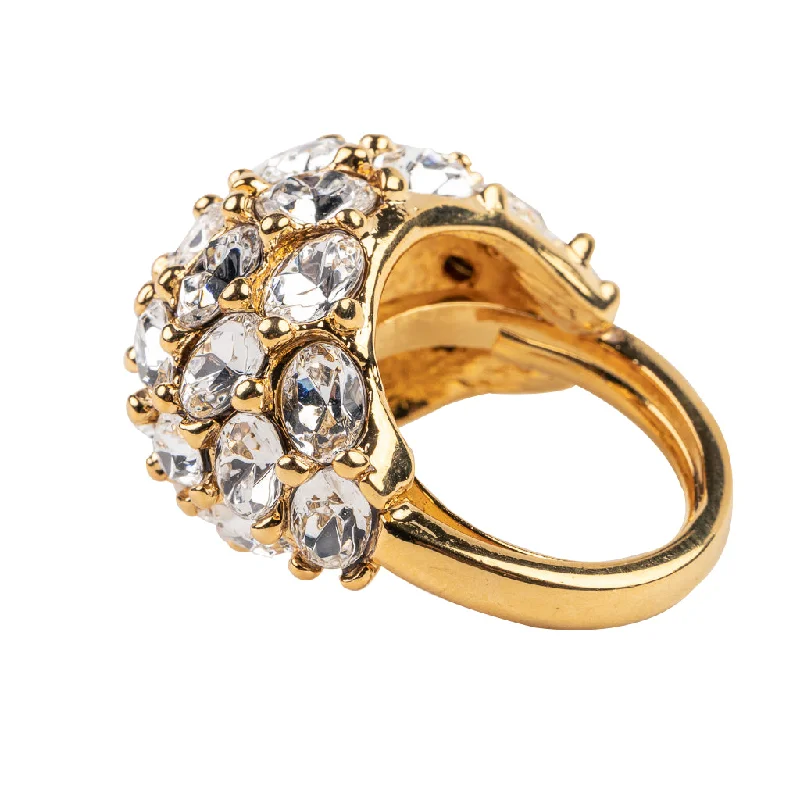 Affordable Luxury Jewelry For Every Occasion Gold and Crystal Cluster Dome Adjustable Ring Affordable Luxury Jewelry For Every Occasion Gold and Crystal Cluster Dome Adjustable Ring
