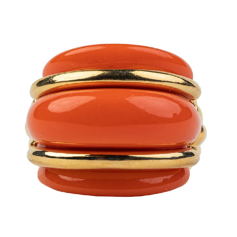 Get Ready To Sparkle – Special Jewelry Discounts Gold and Coral Double Ribbed Ring Get Ready To Sparkle – Special Jewelry Discounts Gold and Coral Double Ribbed Ring