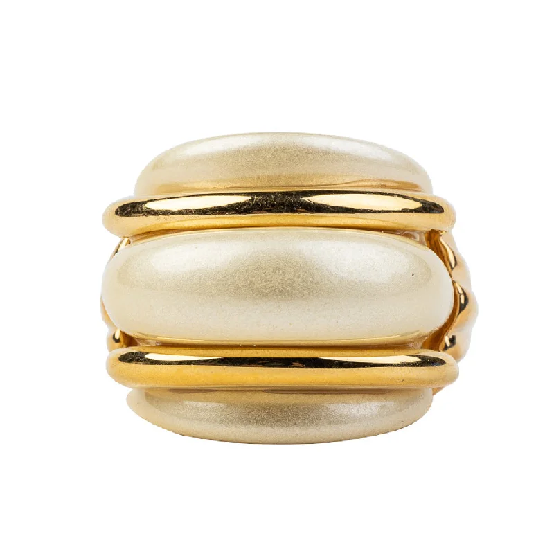 Limited-Stock Jewelry Sale – Once It's Gone, It's Gone Gold and Pearl Double Ribbed Ring Limited-Stock Jewelry Sale – Once It's Gone, It's Gone Gold and Pearl Double Ribbed Ring