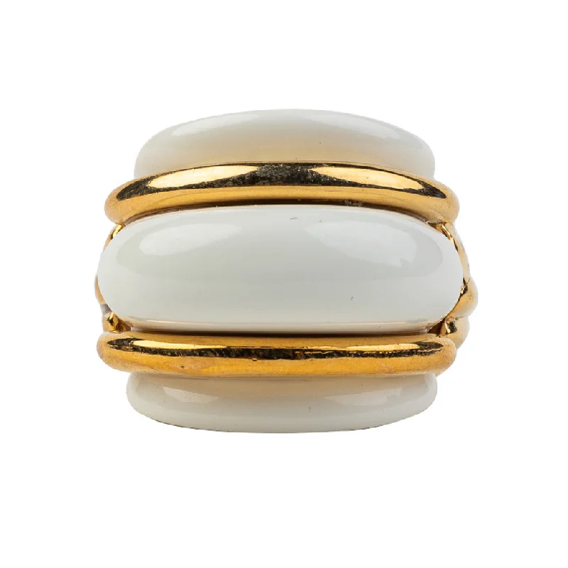 Last Chance To Grab Your Favorite Jewelry At A Discount Gold and White Double Ribbed Ring Last Chance To Grab Your Favorite Jewelry At A Discount Gold and White Double Ribbed Ring