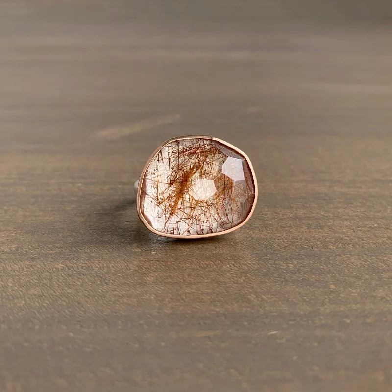 Bohemian-Inspired Jewelry For Free-Spirited Fashion Rose Cut Copper Rutilated Quartz Ring Bohemian-Inspired Jewelry For Free-Spirited Fashion Rose Cut Copper Rutilated Quartz Ring
