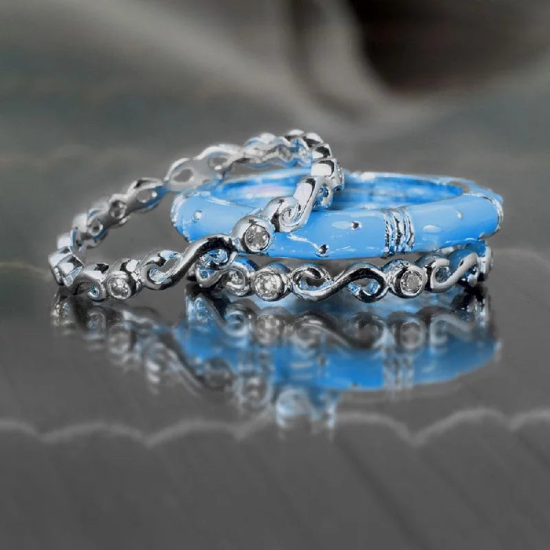 Jewelry Clearance – Final Chance To Save Big Ming Enamel Stacker Blue Rings