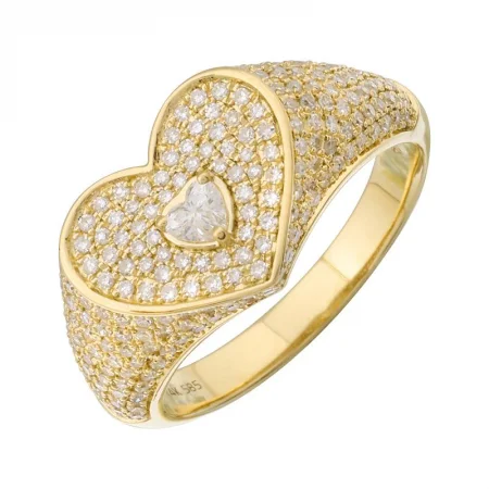 Limited Stock On Premium Jewelry At Low Prices Pave Heart Center Bezel Signet Ring