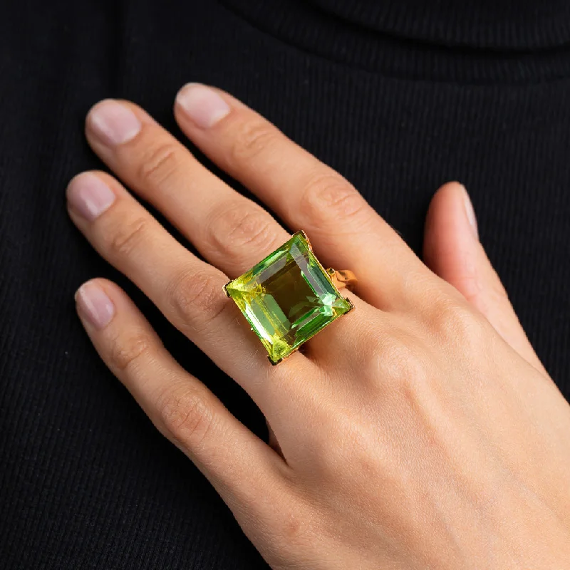Versatile Layering Jewelry For Effortless Chic Peridot Square Stone Ring