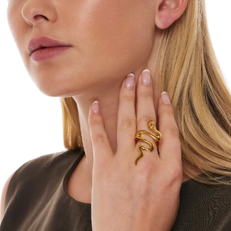 Shop High-Quality Jewelry At Jaw-Dropping Discounts Polished Gold Serpentine Snake Ring Shop High-Quality Jewelry At Jaw-Dropping Discounts Polished Gold Serpentine Snake Ring