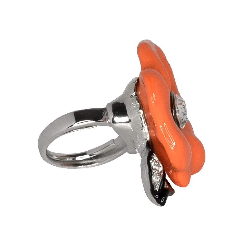 Seasonal Jewelry Sale – Upgrade Your Collection Silver & Coral Flower Ring