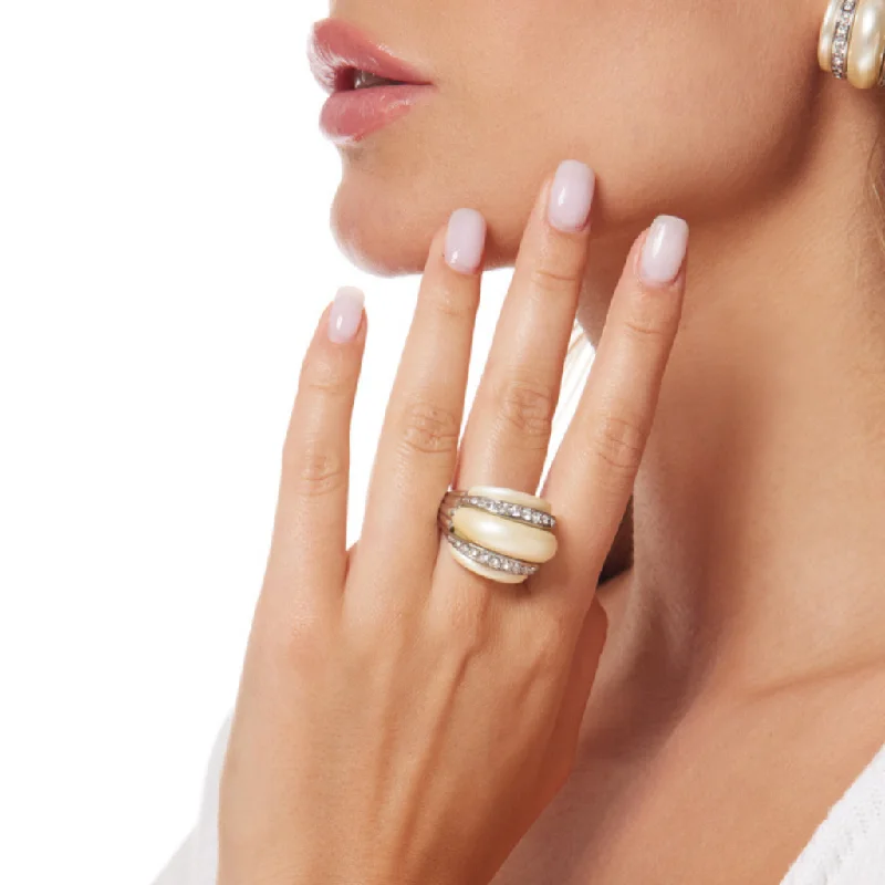 Exclusive Gemstone Jewelry Markdowns – Shop Now Silver with Double Crystal Band White Pearl Ring Exclusive Gemstone Jewelry Markdowns – Shop Now Silver with Double Crystal Band White Pearl Ring