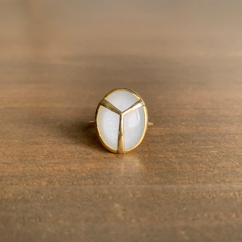Shine Bright With Our Special Jewelry Promotions White Moonstone Lucky Scarab Ring