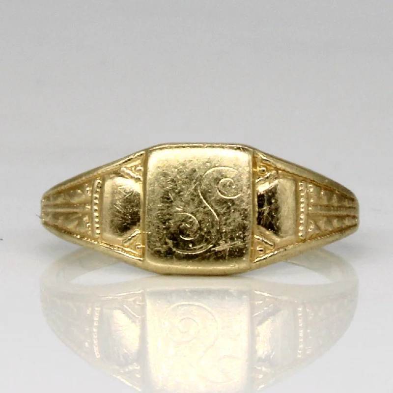 Modern Statement Jewelry For Bold Styling 10k Yellow Gold 'S' Initial Ring | SZ 4 | Modern Statement Jewelry For Bold Styling 10k Yellow Gold 'S' Initial Ring | SZ 4 |