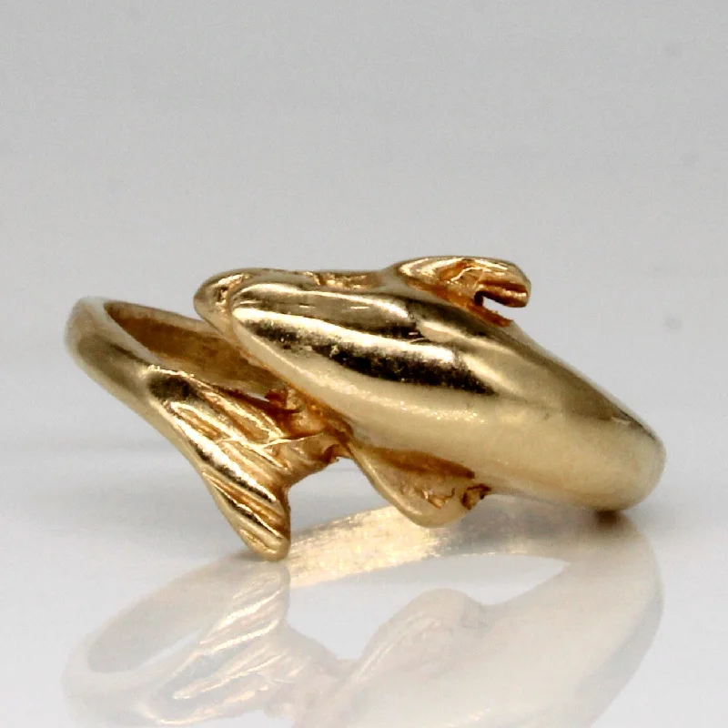 Delicate Crystal Jewelry For Sophisticated Charm 18k Yellow Gold Dolphin Ring | SZ 5 | Delicate Crystal Jewelry For Sophisticated Charm 18k Yellow Gold Dolphin Ring | SZ 5 |
