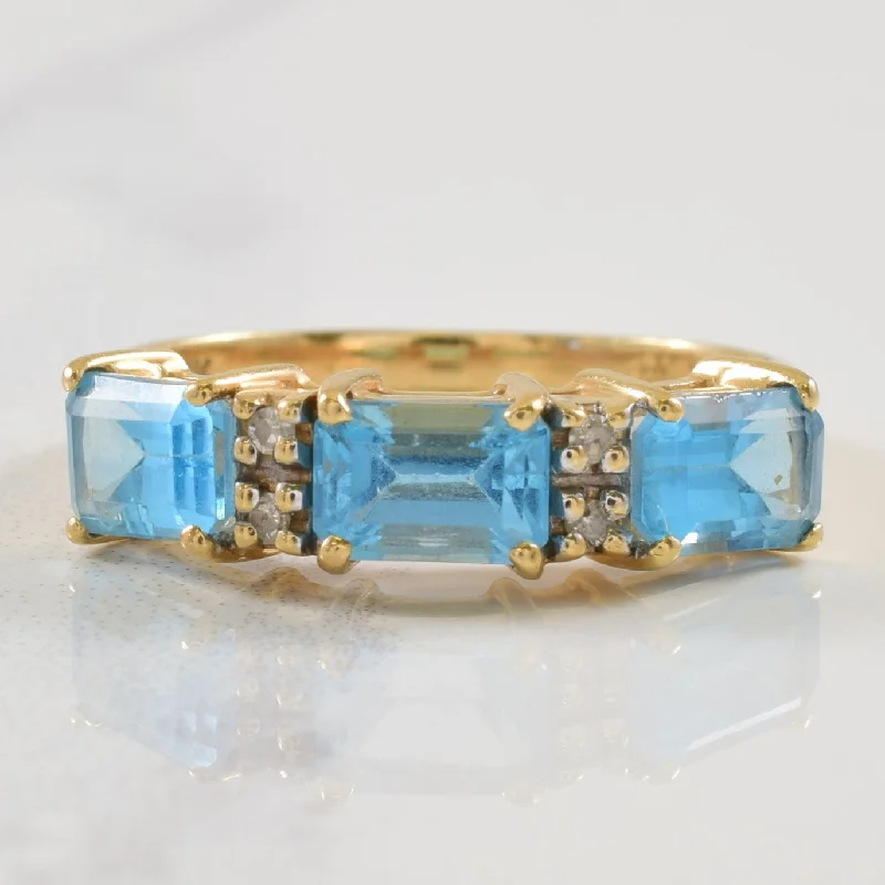 Your Perfect Accessory Now At The Best Price Blue Topaz & Diamond Ring | 2.00ctw, 0.04ctw | SZ 6.5 |