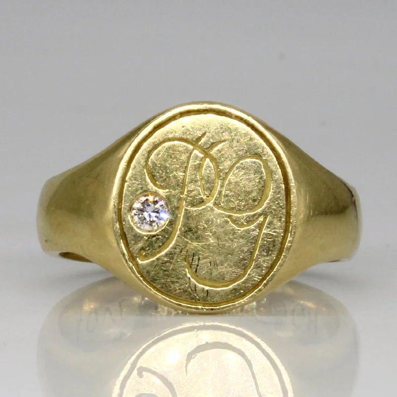 Make Your Outfit Shine With Discounted Jewelry Diamond 'P.G.' Signet Ring | 0.05ct | SZ 8.25 | Make Your Outfit Shine With Discounted Jewelry Diamond 'P.G.' Signet Ring | 0.05ct | SZ 8.25 |