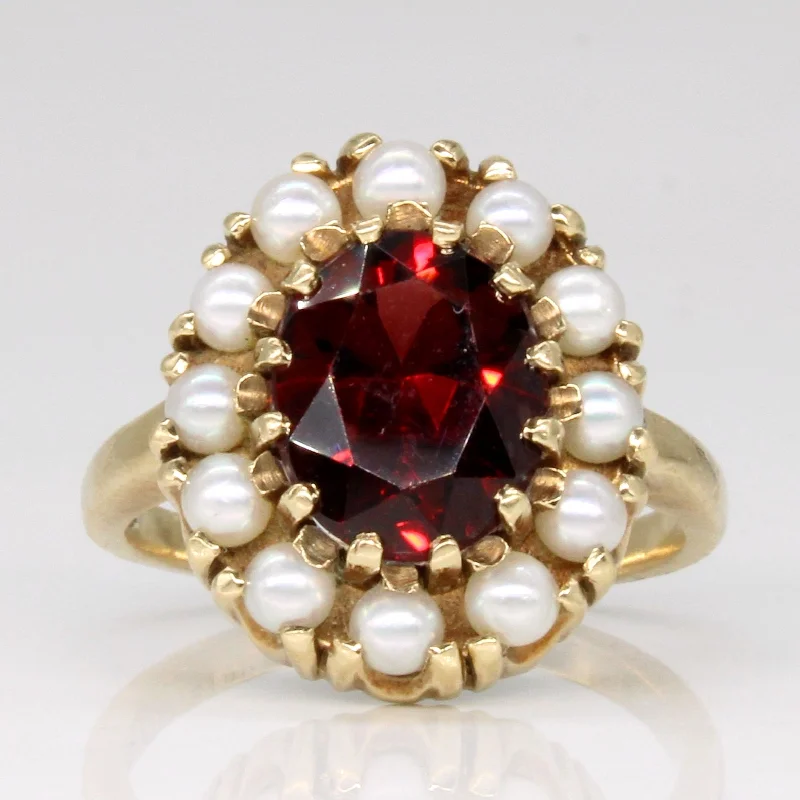 Your Dream Jewelry At Dream Prices Garnet & Pearl Cocktail Ring | 3.10ct | SZ 7 |