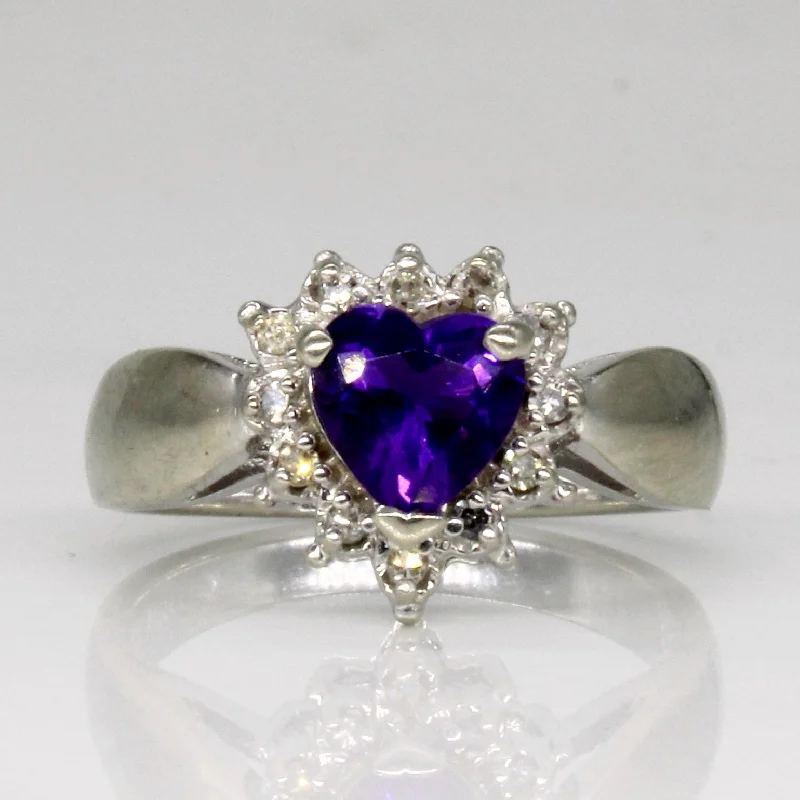 Personalized Engraved Jewelry For Meaningful Gifts Heart Cut Amethyst & Diamond Ring | 0.65ct, 0.06ctw | SZ 6 | Personalized Engraved Jewelry For Meaningful Gifts Heart Cut Amethyst & Diamond Ring | 0.65ct, 0.06ctw | SZ 6 |