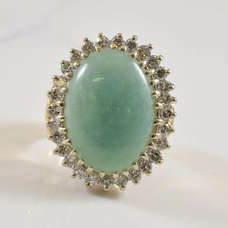 Exclusive Jewelry Sale – Shine For Less Jadeite & Diamond Cocktail Ring | 14.00ct, 1.26ctw | SZ 8.25 | Exclusive Jewelry Sale – Shine For Less Jadeite & Diamond Cocktail Ring | 14.00ct, 1.26ctw | SZ 8.25 |