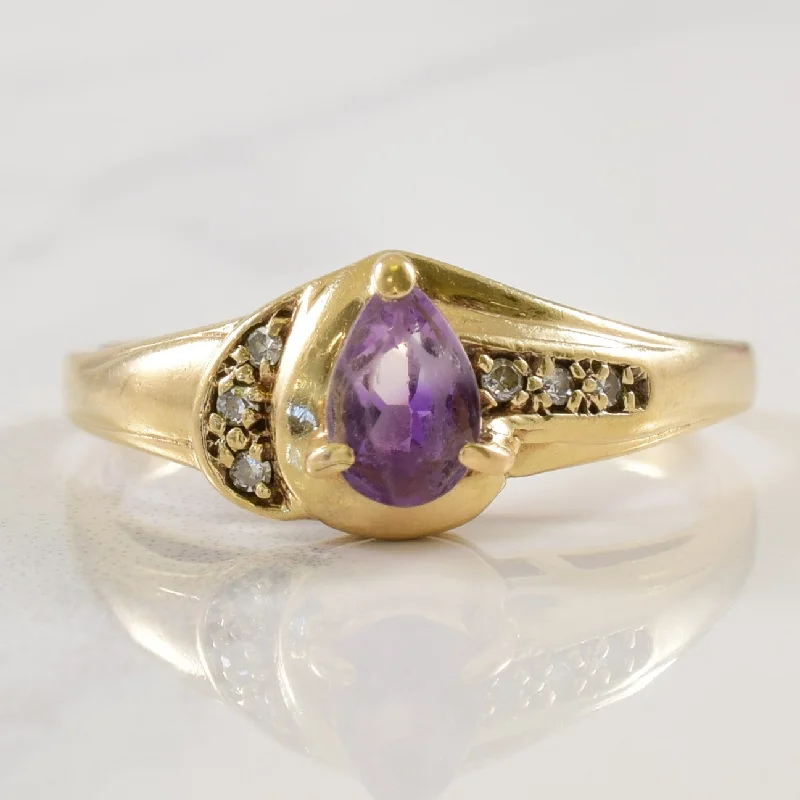 Luxury Jewelry Without The Luxury Price Tag Pear Amethyst & Pave Diamond Ring | 0.30ct, 0.03ctw | SZ 7.25 | Luxury Jewelry Without The Luxury Price Tag Pear Amethyst & Pave Diamond Ring | 0.30ct, 0.03ctw | SZ 7.25 |