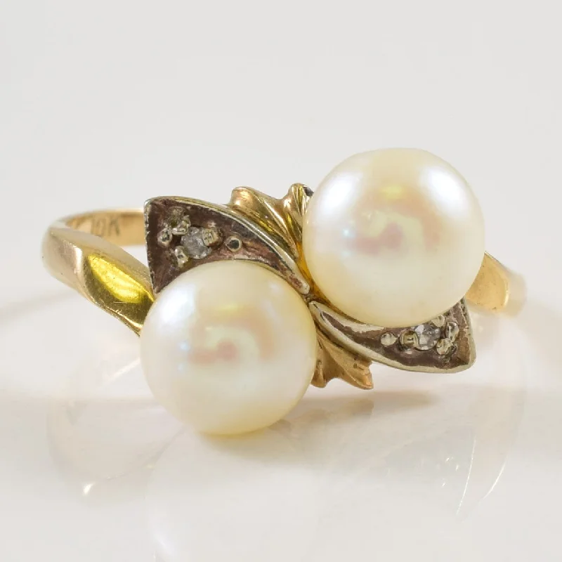 Timeless Elegance At Unbelievable Discounts Pearl & Diamond Bypass Ring | 3.00ctw, 0.01ctw | SZ 4.75 | Timeless Elegance At Unbelievable Discounts Pearl & Diamond Bypass Ring | 3.00ctw, 0.01ctw | SZ 4.75 |
