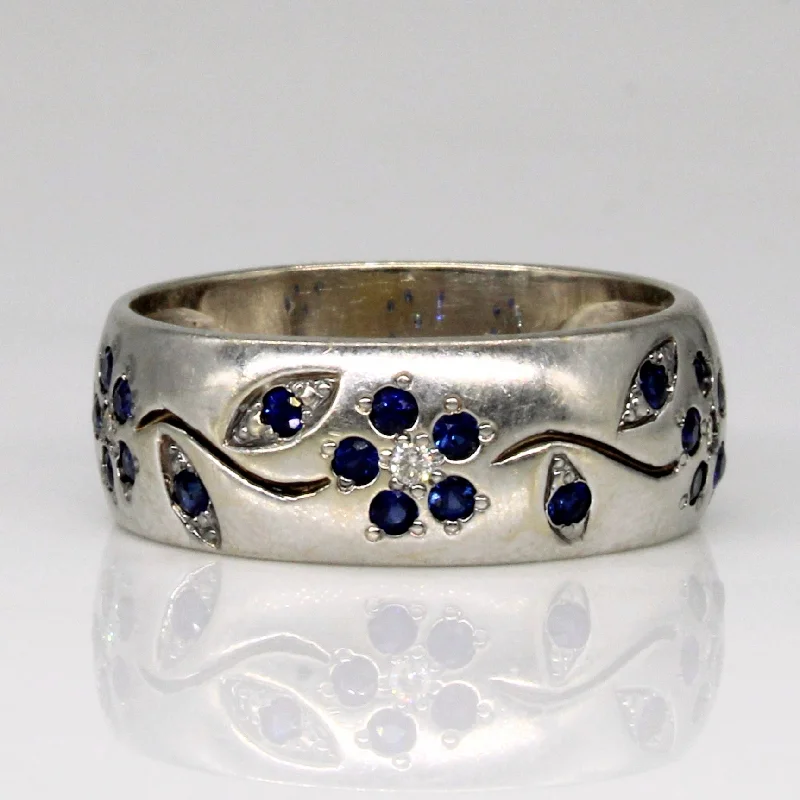 Grab Exquisite Jewelry At The Lowest Prices Sapphire & Diamond Floral Design Ring | 0.21ctw, 0.03ctw | SZ 7.75 | Grab Exquisite Jewelry At The Lowest Prices Sapphire & Diamond Floral Design Ring | 0.21ctw, 0.03ctw | SZ 7.75 |