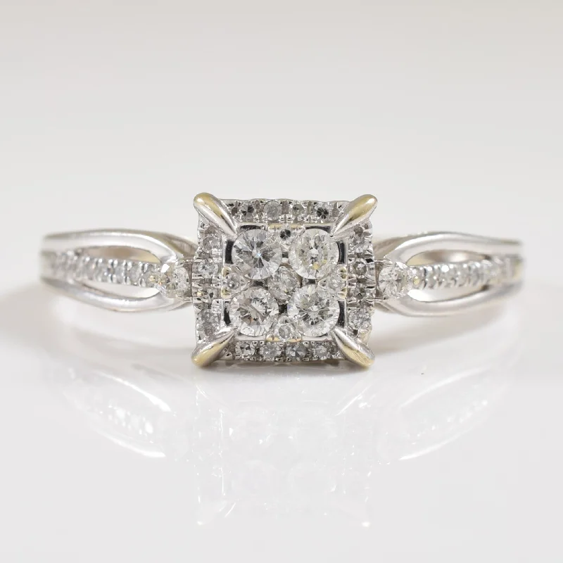 Premium Diamond Jewelry At Once-In-A-Lifetime Discounts Split Shank Cluster Diamond Ring | 0.32ctw | SZ 8 | Premium Diamond Jewelry At Once-In-A-Lifetime Discounts Split Shank Cluster Diamond Ring | 0.32ctw | SZ 8 |