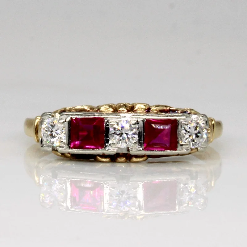 Affordable Gold-Plated Jewelry For Modern Fashion Synthetic Ruby & Diamond Ring | 0.50ctw, 0.20ctw | SZ 6 | Affordable Gold-Plated Jewelry For Modern Fashion Synthetic Ruby & Diamond Ring | 0.50ctw, 0.20ctw | SZ 6 |