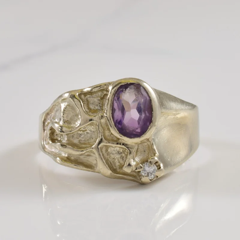 Huge Markdowns On Premium Jewelry Styles Textured Amethyst & Diamond Ring | 1.00ct, 0.04ct | SZ 10.25 | Huge Markdowns On Premium Jewelry Styles Textured Amethyst & Diamond Ring | 1.00ct, 0.04ct | SZ 10.25 |