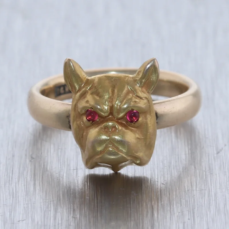 The Perfect Jewelry Piece At The Perfect Price 1880's Antique Victorian 14k Yellow Gold Pink Tourmaline Bulldog Ring The Perfect Jewelry Piece At The Perfect Price 1880's Antique Victorian 14k Yellow Gold Pink Tourmaline Bulldog Ring