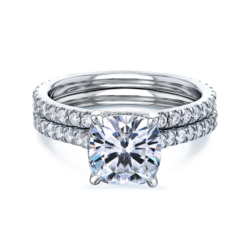 Premium Jewelry, Premium Discounts – Act Fast 2ct Cushion Moissanite Drop Halo Bridal Set Premium Jewelry, Premium Discounts – Act Fast 2ct Cushion Moissanite Drop Halo Bridal Set