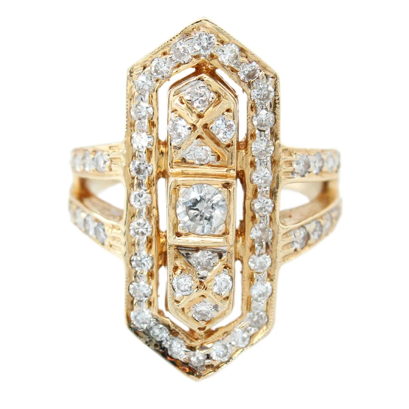 Affordable Luxury Jewelry – Style At A Great Price Antique Art Deco 1.30ctw Diamond Pointed Cocktail Ring in 14k Yellow Gold Affordable Luxury Jewelry – Style At A Great Price Antique Art Deco 1.30ctw Diamond Pointed Cocktail Ring in 14k Yellow Gold