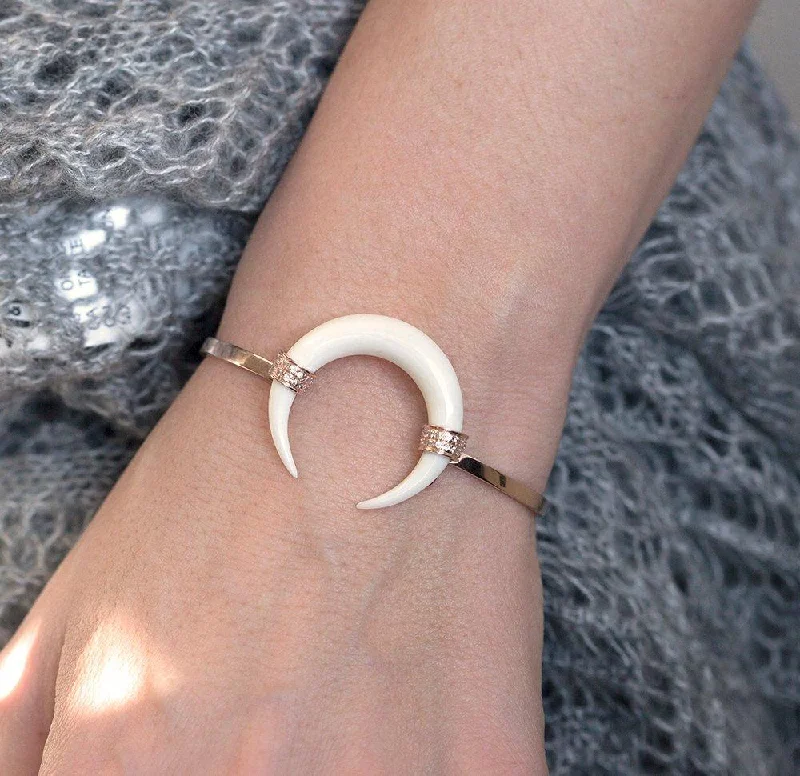Shop Jewelry That Shines Without The High Price Double Horn Bracelet, Rose Gold Horn Bangle Shop Jewelry That Shines Without The High Price Double Horn Bracelet, Rose Gold Horn Bangle