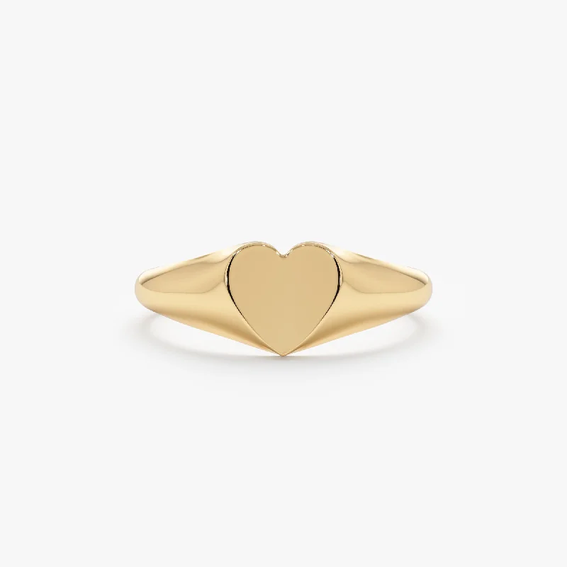 Chic, Trendy, And Affordable Jewelry Sale Heart Signet Ring In Solid Gold, Kate