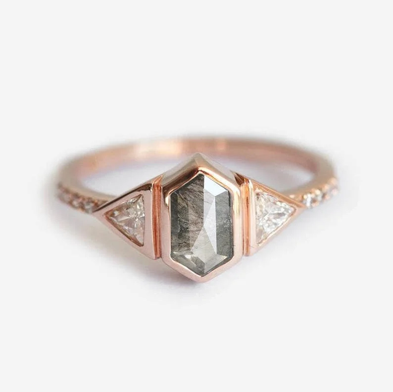 Best-Selling Jewelry Styles Now At Exclusive Discounts Megan Hexagon Salt Pepper Diamond Ring Best-Selling Jewelry Styles Now At Exclusive Discounts Megan Hexagon Salt Pepper Diamond Ring