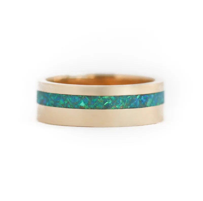 Fine Jewelry, Limited-Time Offers Available Jean Men'S Wedding Band With Peacock Opal Inlay Fine Jewelry, Limited-Time Offers Available Jean Men'S Wedding Band With Peacock Opal Inlay