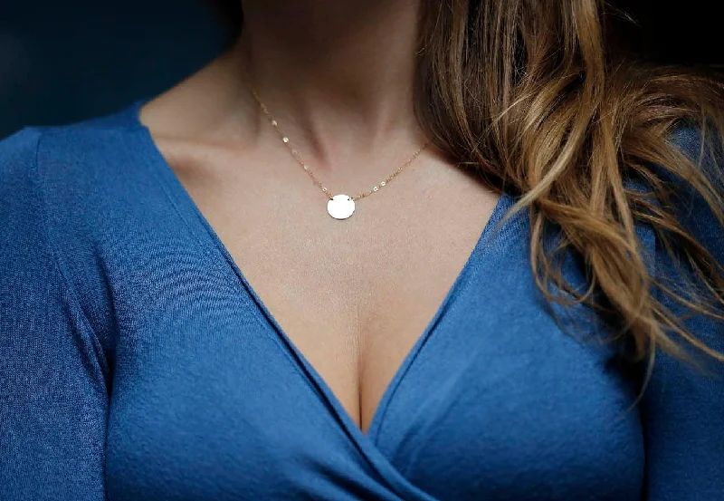 Get Your Favorite Jewelry At The Best Price Personalized Disc, Small Gold Necklace