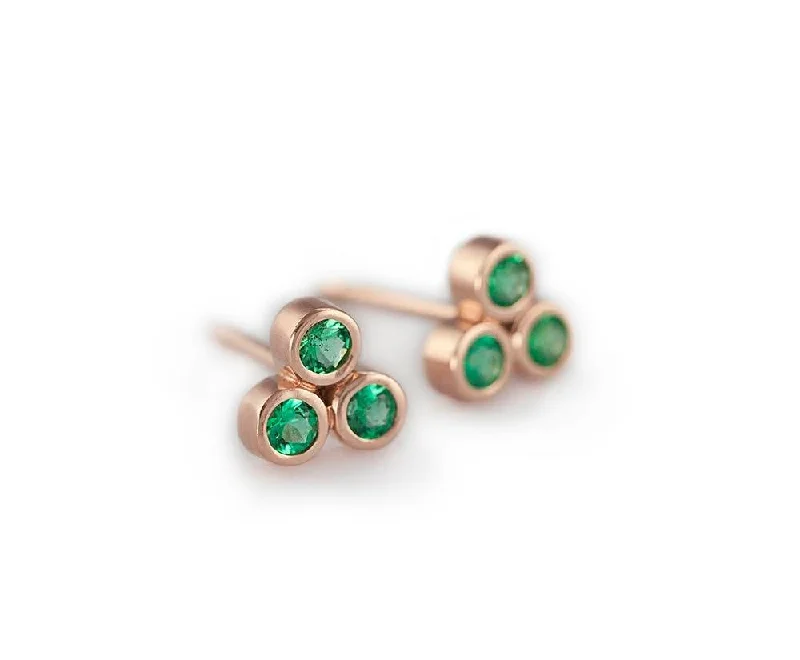 Jewelry Clearance Event – Stock Up Before It's Over Rose Gold Emerald Earrings, 14K Solid Gold Earrings
