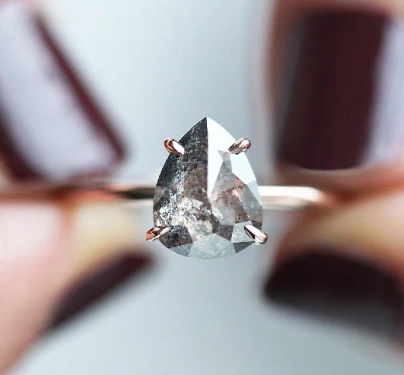 Affordable Glamour – Premium Jewelry For Less Solitaire Pear Salt And Pepper Diamond Engagement Ring, Salt Pepper Diamond Ring Affordable Glamour – Premium Jewelry For Less Solitaire Pear Salt And Pepper Diamond Engagement Ring, Salt Pepper Diamond Ring