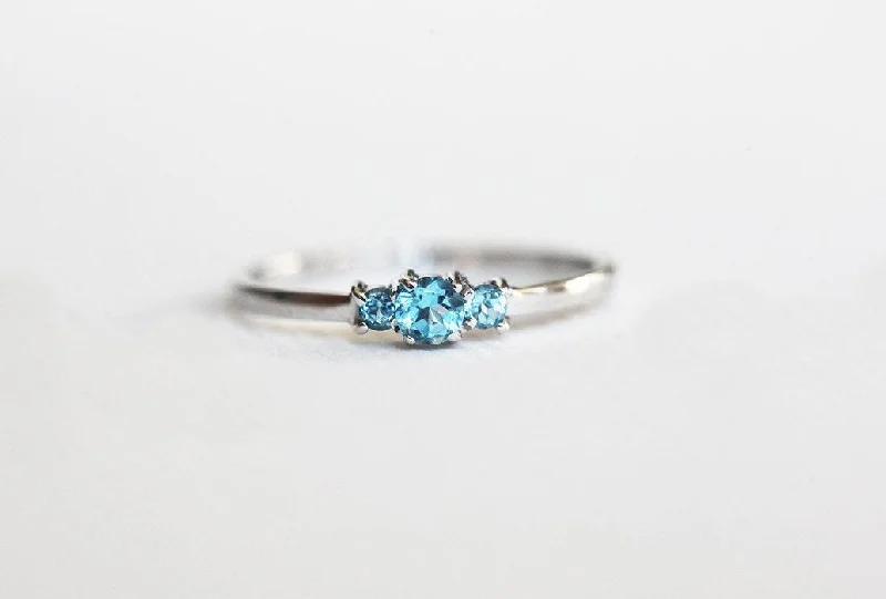 Timeless Jewelry, Timeless Savings – Don't Wait Swiss Blue Topaz Ring, Blue Engagement Ring, Three-Stone Ring Timeless Jewelry, Timeless Savings – Don't Wait Swiss Blue Topaz Ring, Blue Engagement Ring, Three-Stone Ring