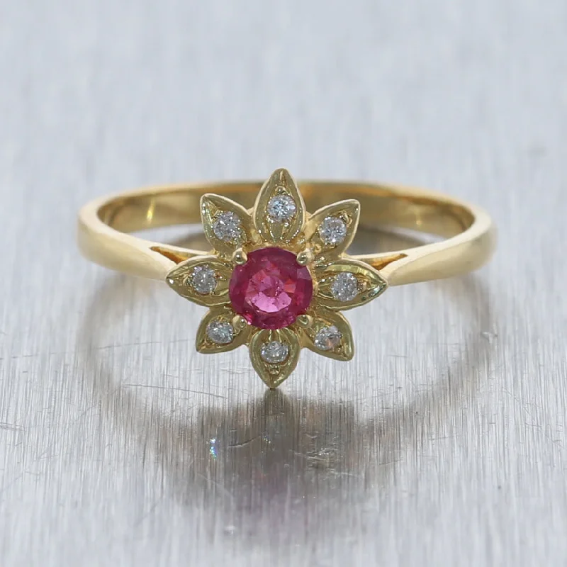 Celebrate With Sparkle – Jewelry Sale Now Live Vintage Estate 18k Yellow Gold 0.28ctw Diamond & Ruby Ring Celebrate With Sparkle – Jewelry Sale Now Live Vintage Estate 18k Yellow Gold 0.28ctw Diamond & Ruby Ring