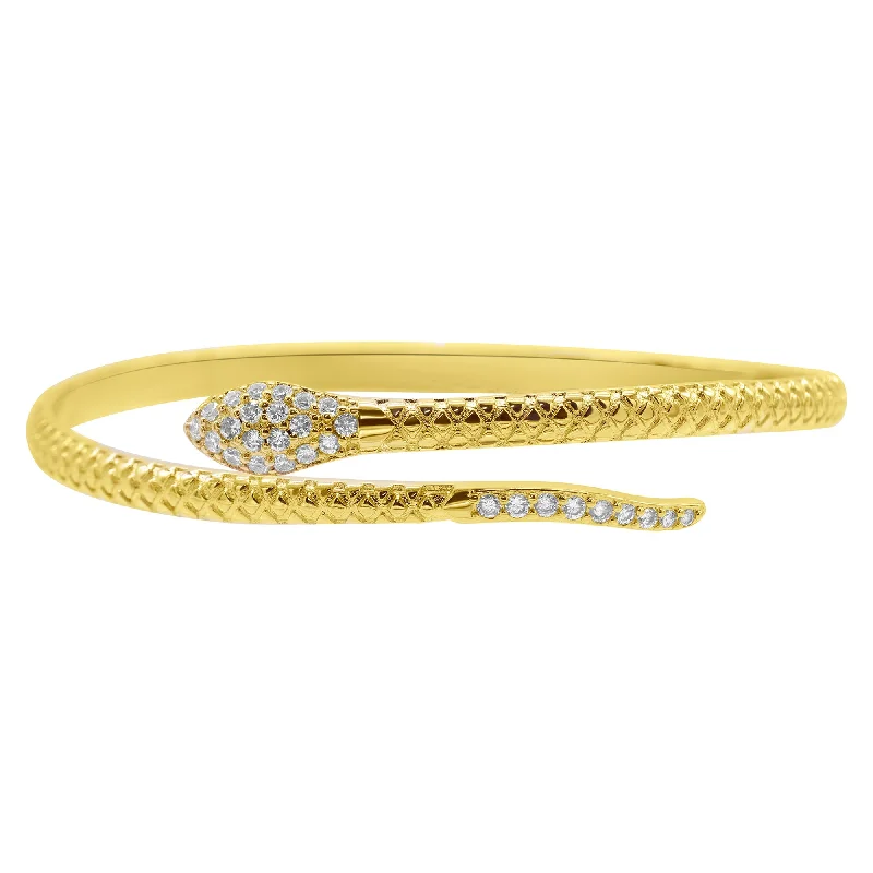 Affordable Luxury Jewelry For Every Occasion 14K Gold Plated Adjustable Crystal Snake Cuff Affordable Luxury Jewelry For Every Occasion 14K Gold Plated Adjustable Crystal Snake Cuff