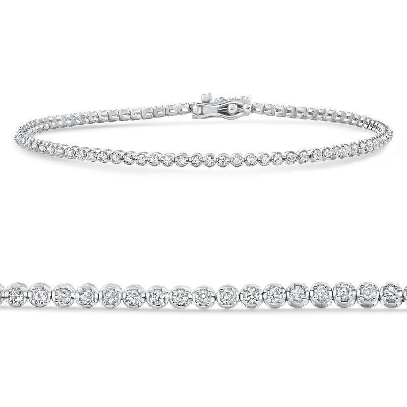 Affordable Glamour – Premium Jewelry For Less 14k White Gold 1Ct TW Natural Diamond Tennis Line Bracelet 7" Affordable Glamour – Premium Jewelry For Less 14k White Gold 1Ct TW Natural Diamond Tennis Line Bracelet 7"