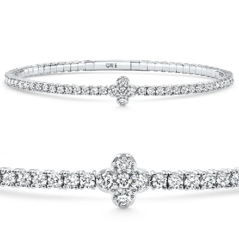 Elevate Your Jewelry Collection With Limited-Time Savings 3.70Ct Diamond Flexible Tennis Bangle Bracelet 14k White Gold Lab Grown