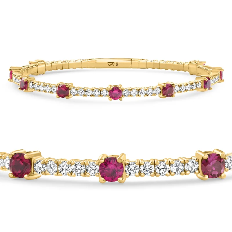 Jewelry Clearance Event – Stock Up Before It's Over 5Ct Ruby & Diamond Diamond Tennis Flexible Bangle Bracelet Yellow Gold Lab Grown Jewelry Clearance Event – Stock Up Before It's Over 5Ct Ruby & Diamond Diamond Tennis Flexible Bangle Bracelet Yellow Gold Lab Grown