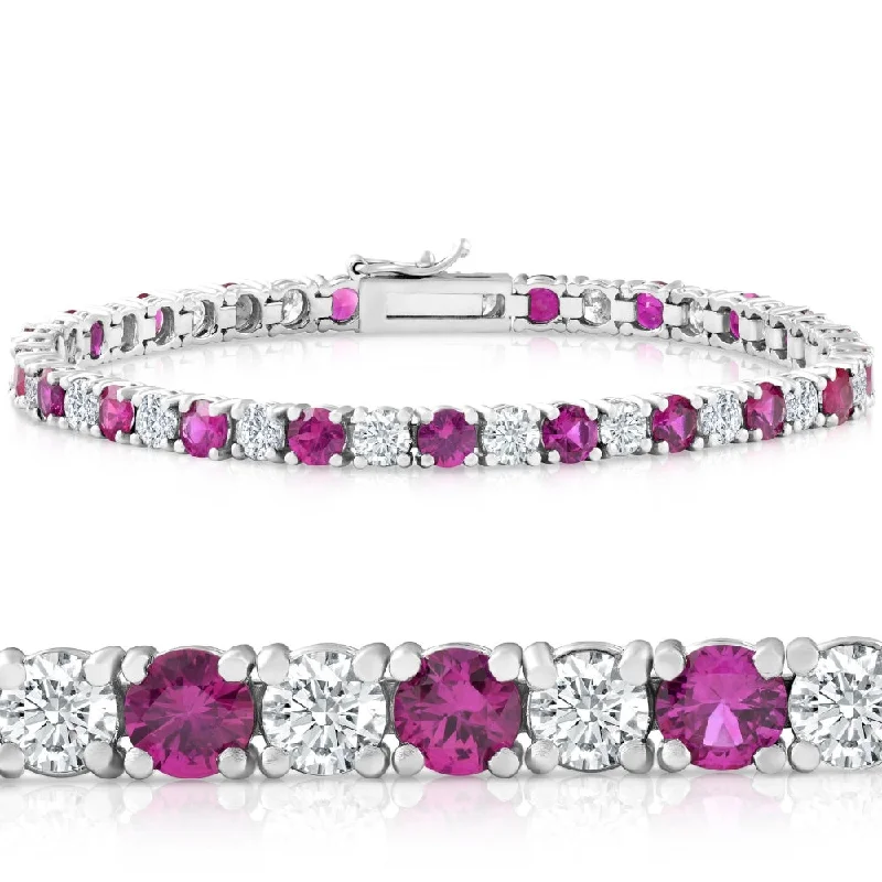 Premium Jewelry At Promotional Prices – Shine Today 9 1/2 ct Genuine Ruby & Diamond Tennis Bracelet 14K White Gold Premium Jewelry At Promotional Prices – Shine Today 9 1/2 ct Genuine Ruby & Diamond Tennis Bracelet 14K White Gold