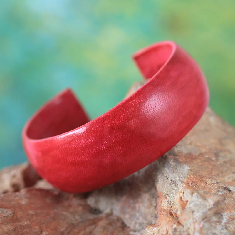Breathtaking Jewelry At Limited-Time Savings Annula in Red Leather Cuff Bracelet